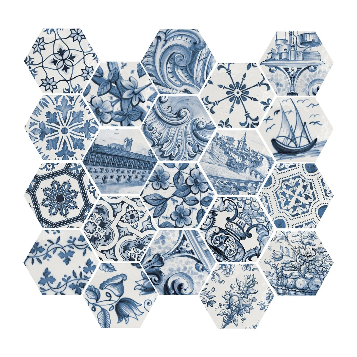 Porto Blue Hexagon Tile 6 Porto Blue Hexagon Tile - Image 6
