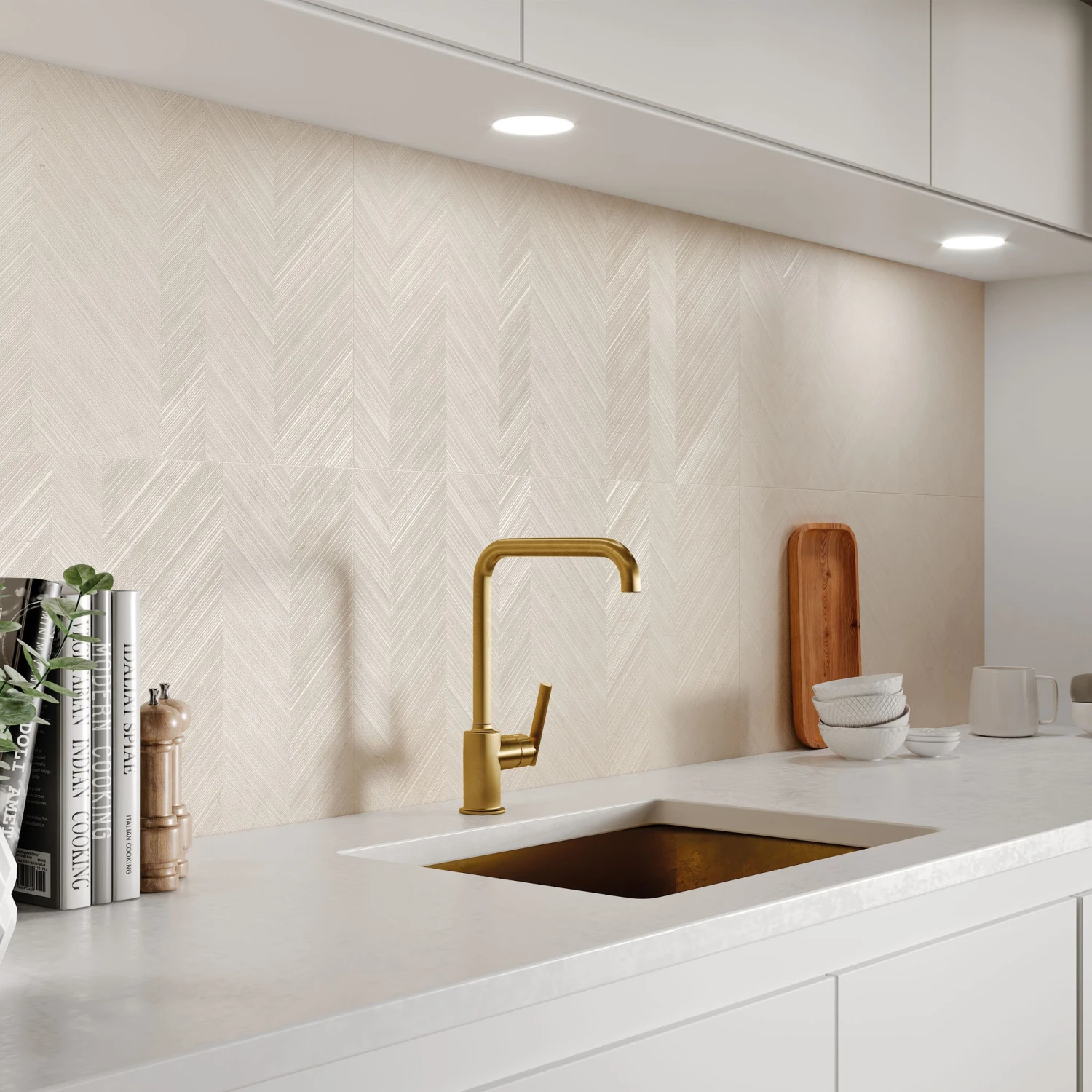 Celine Crema Chevron Tile 2 Celine Crema Chevron Tile - Image 2
