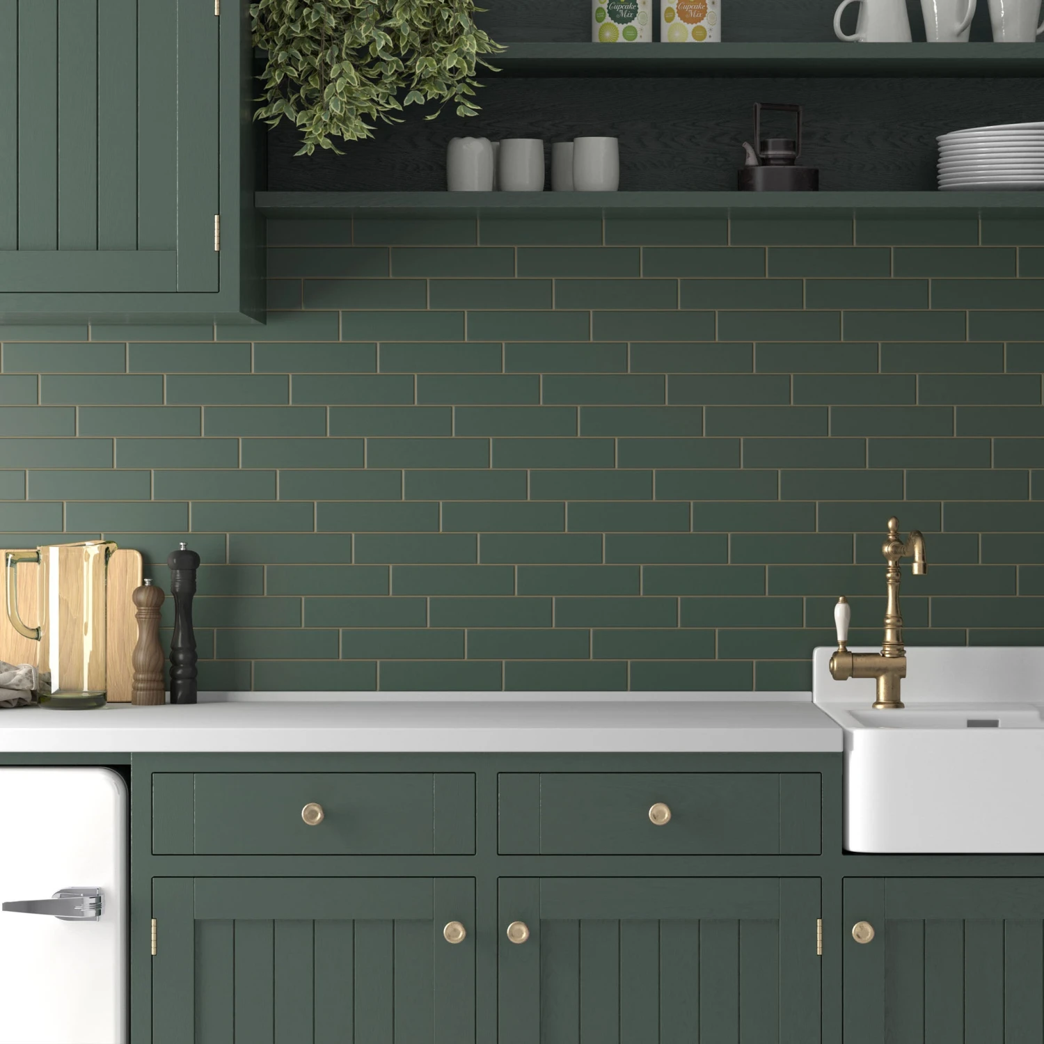 Fluted Emerald Plain Wall Tile 1 Fluted Emerald Plain Wall Tile