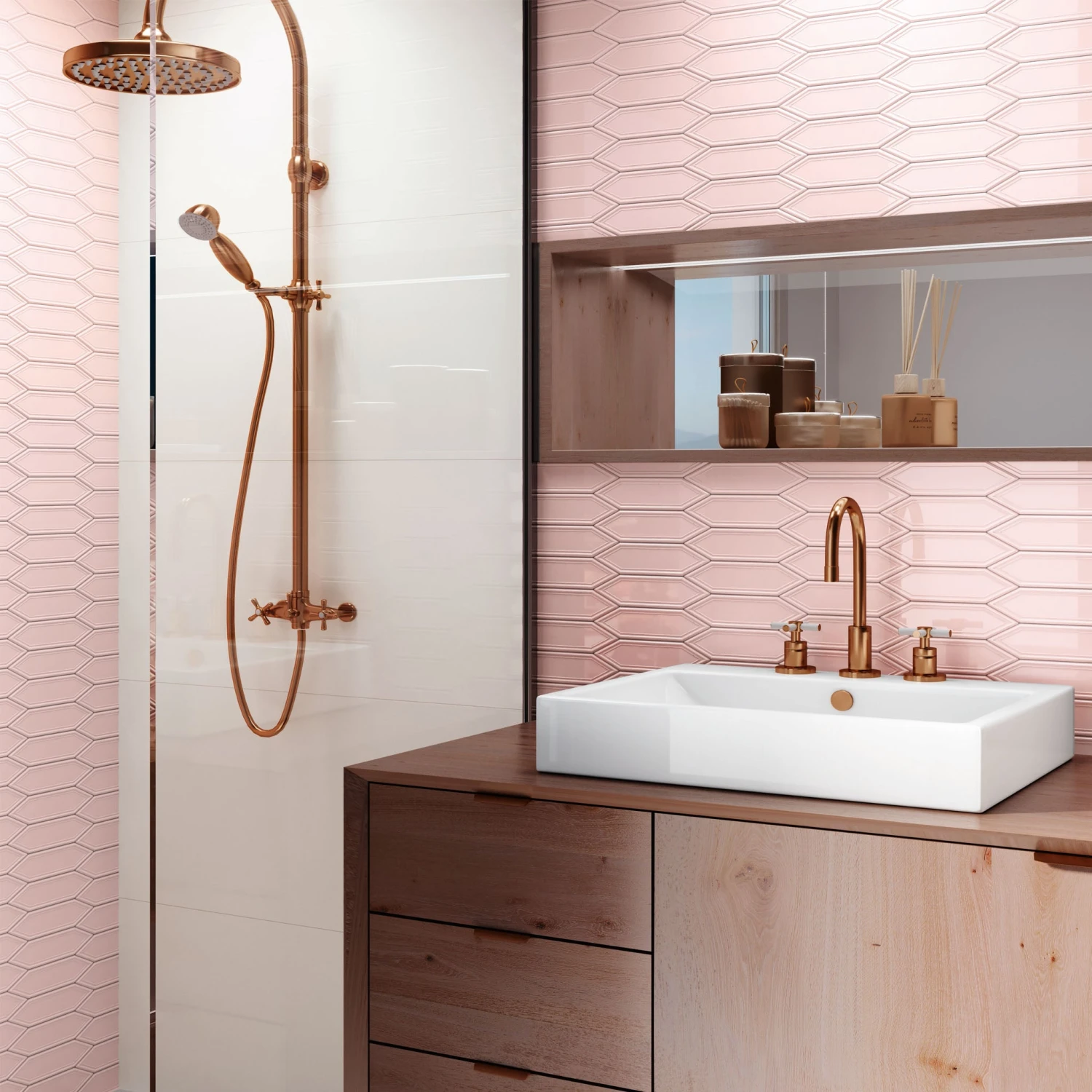 Picket Pink Mosaic Tile 2 Picket Pink Mosaic Tile - Image 2