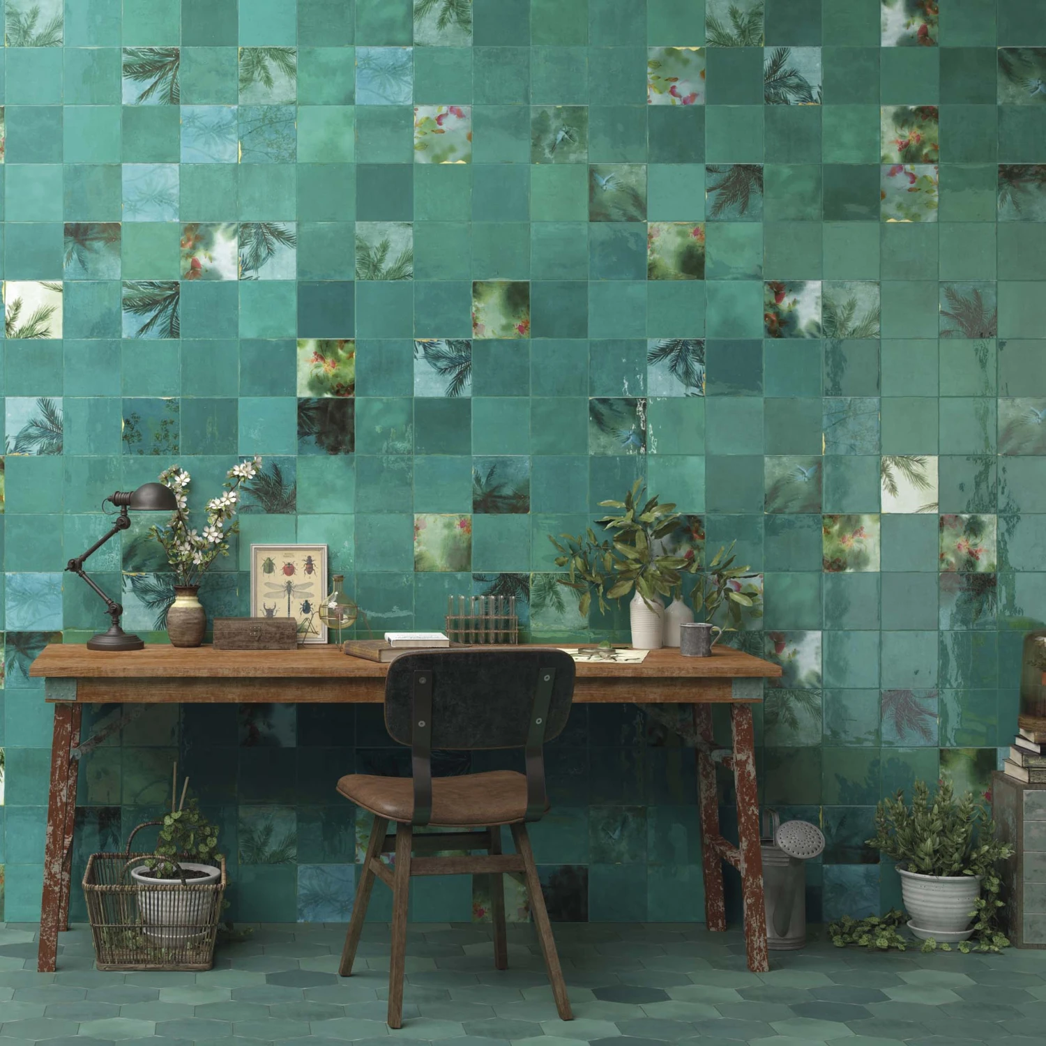 Zellige Teal Decor Wall Tile 2 Zellige Teal Decor Wall Tile - Image 2