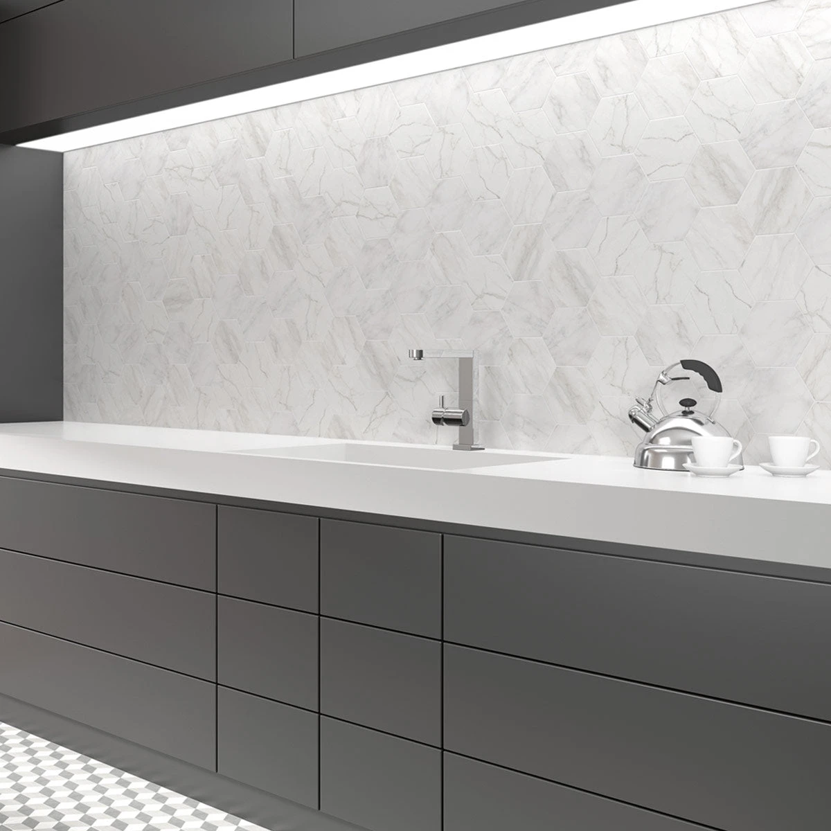 Atrium White Hex Hexagon Tile 3 Atrium White Hex Hexagon Tile - Image 3