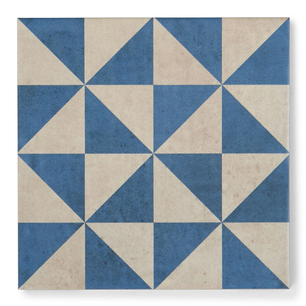 Medina Blue Triangles Patterned Tile 2 Medina Blue Triangles Patterned Tile - Image 2