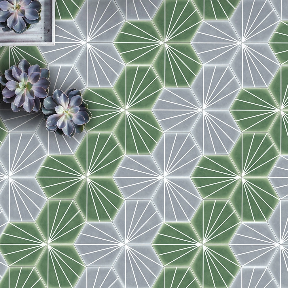Palm Springs Green Hexagon Tile 4 Palm Springs Green Hexagon Tile - Image 4